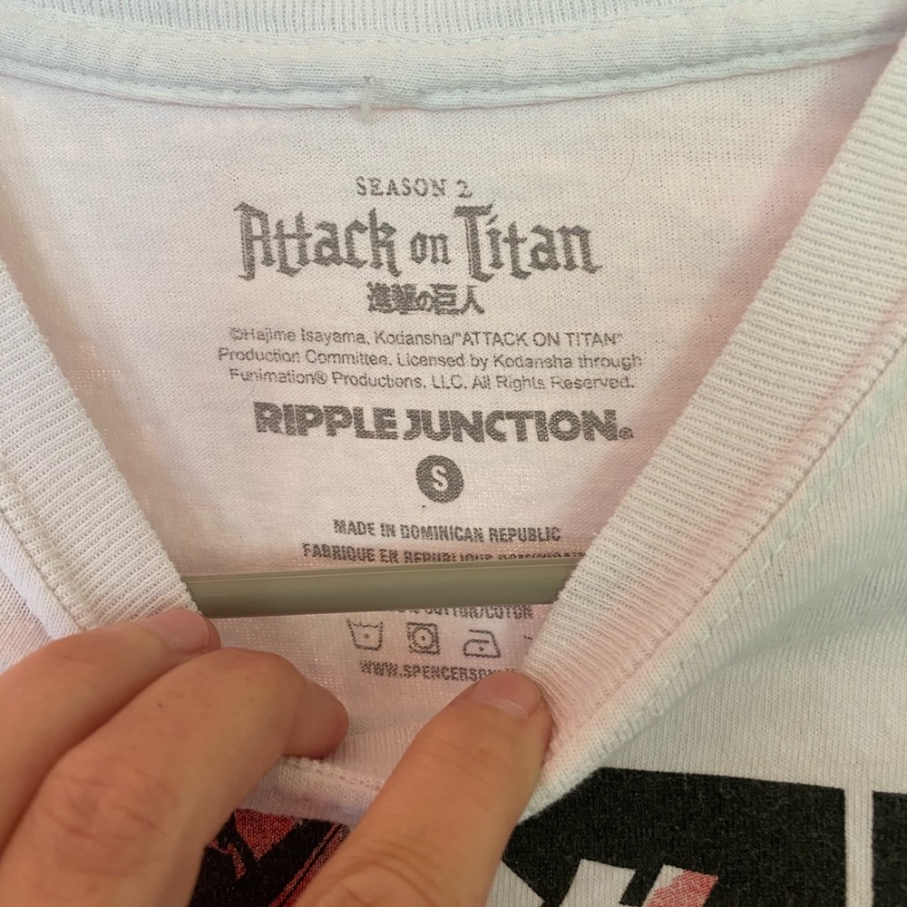 Ripple Junction Attack On Titan Small - white T-shirt with graphics